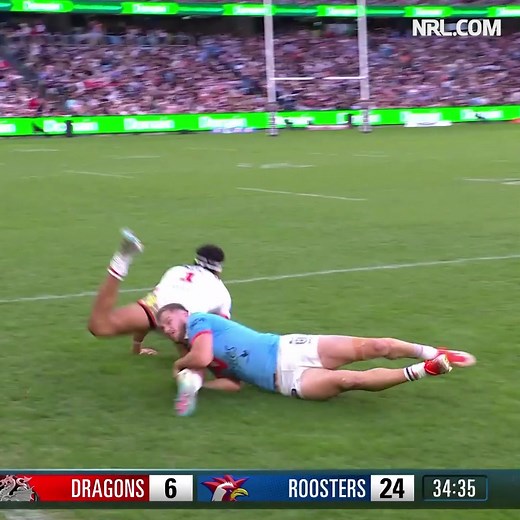 Sam Walker's Brilliant Tackle in NRL Dragons vs Roosters