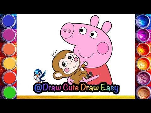 Peppa Pig Holding Punch-kun 🐵❤️ | Viral Baby Monkey Drawing Easy Step by Step