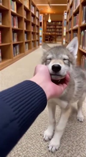 Baby Grey Wolf Pup Exploring a Library 📚✨ #wolf #cute #shorts #wolfpup #babyanimal #cuteanimals