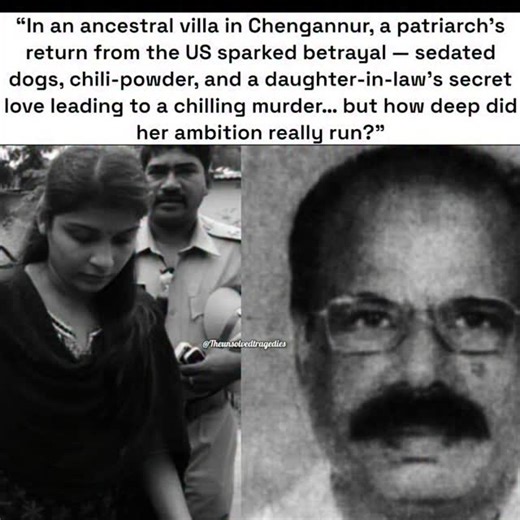 In 2001, Bhaskara Karanavar, a 65-year-old retired NRI, returned from the United States to his grand ancestral home in Cheriyanad, Chengannur (Kerala). What should’ve been a peaceful homecoming turned into a sinister family tragedy. Unknown to him, his daughter-in-law, Binu Bhaskar, had been having a secret affair with a man named Suresh. Together, they plotted to k!ll Bhaskara, whose authority and wealth stood in their way. On the night of the muπder, the house dogs were sedated so they wouldn’