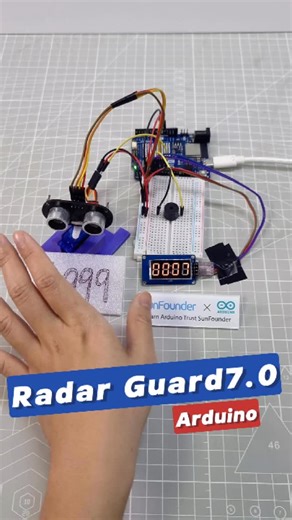 SunFounder Maker Education on Instagram: "Stay Back! This Arduino Counts Down to ’Explosion‘ 🚨#Arduino #UltrasonicSensor #STEMProjects #ElectronicsDIY #RadarScanner #ProximityAlert #MakerProject #TechExplained #CountdownChallenge #BuzzerAlarm"
