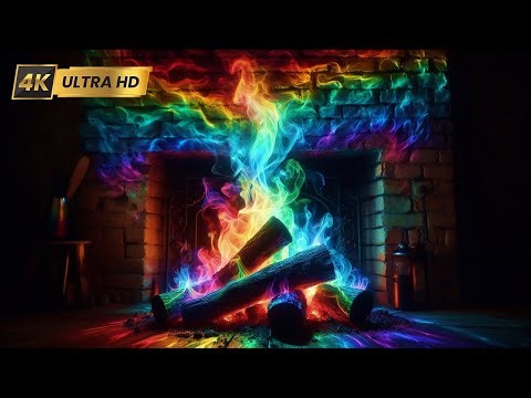 Beautiful Rainbow Fireplace Flames in 4K UHD! (12 HOURS) Magical Fireplace Must See!