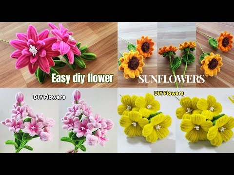 4 Easy DIY Flower Tutorials 🌼 | Beautiful Handmade Flowers | Handcraft Sreyneang