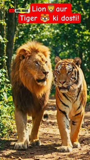 Lion 🦁 aur Tiger 🐯 ki dosti! #lion #tiger #animals #viral #shorts ' Anul Haque