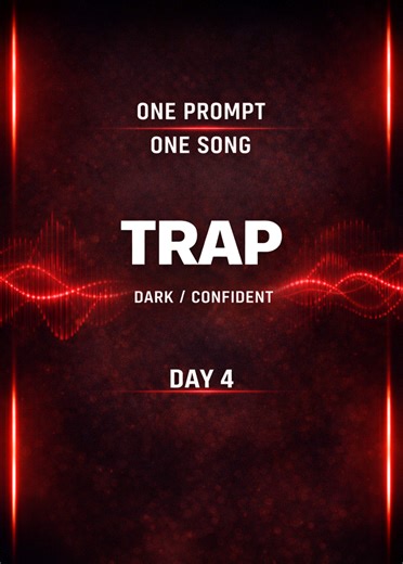 🎧 OnePromptOneSong — Day 04 One prompt. One song. No edits, no shortcuts. This track was generated using AI music tools from a single written prompt, exploring different genres and sounds every day. Today’s vibe: Trap / Dark / Confident Would you add this to your playlist? Rate it 1–10 in the comments and tell me what genre I should try next. 👇 PROMPT USED: modern trap beat, deep bass, dark atmosphere, confident male vocal, punchy drums, minimal melody, cinematic trap style, modern streaming s