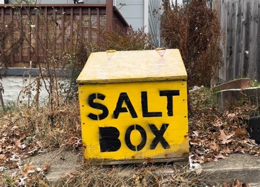 Baltimore Saltbox on Instagram: "It’s happening!!! Stay safe everyone! Try not to over-salt. A little goes a long way. For an empty saltbox, you can use the 311 to contact @bmorecitydot for a fill up. Saltbox on Dellwood Ave., Hampden. #baltimoresaltbox #saltbox #hampden #baltimore"