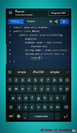 Episode :15 To write a java program to get the input from the user and print your name🎊✨️☕️💥#java