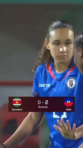 Score final ! 🇭🇹🔥 La sélection féminine d’Haïti s’impose 2 buts à 0 face au Suriname ! Une victoire solide, maîtrisée du début à la fin. Nos Grenadières ont montré du caractère, de la discipline et surtout une grande détermination. Défense compacte, milieu combatif, attaque efficace… Haïti a dominé ce match et confirme sa progression. Bravo aux filles 👏🇭🇹 Continuez à imposer votre jeu et à faire briller le drapeau haïtien ! Grenadières toujours plus fortes 💙❤️ #Haiti #Grenadières #Selecti