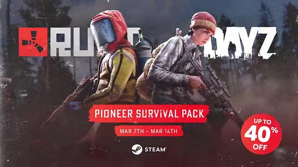 We've teamed up with DayZ to release the Pioneer Survival Pack! 🏆 With Rust and DayZ leading the survival genre, we're inviting you to save 40% when you buy both! https://bit.ly/3SYQbTy 📈 Sale ends 1800GMT, March 14th! #Rust #DayZ #PioneerSale #Steam #RustDayZ | Play Rust