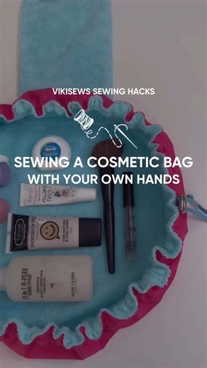 Patterns & Online Sewing Courses on Instagram: "How to sew a round drawstring cosmetic bag? Our little sewing experiments with practical tutorials are here again.😁 ☑️ Cutting Cut the main pieces from outerwear fabric and terry cloth. You’ll need one circular piece of each fabric, 50 cm (20”) in diameter. To do this easily, fold the outer fabric into four layers. Measure 25 cm (10”) from the corner (this is the radius) and draw an arc. Use the resulting circle as a template to cut the piece from