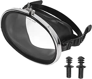 Diving Mask,Snorkel Mask Anti Fog, HD Tempered Glass PVC Oval Shape Anti Fog Single Lens Scuba Goggles, Snorkeling Gear Set, for Scuba Diving Snorkeling Freediving Swimming for Fisherman, Snorkel