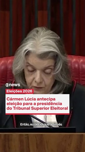 A presidente do TES, ministra Cármen Lúcia, antecipou para o dia 14 de abril a eleição para o comando da Corte. A mudança busca garantir mais tempo para a organização das eleições de 2026, já que a posse também foi antecipada para o fim de maio. ➡Assista à #GloboNews: https://t.co/mgnXyoxnmY #ConexãoGloboNews