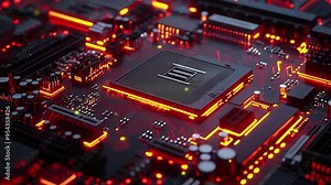 Computer motherboards and circuit boards. Abstract circuit board with a lot of micro chips. Main microchip on the motherboard. Tech science background. Semiconductor and circuit board. Circuit board