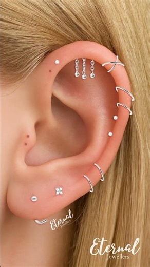 Minimal Silver Ear Stack ✨ Clean & Elegant Piercing Inspiration