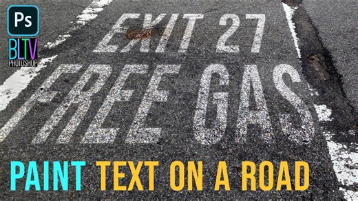 Photoshop: Paint text or a logo on a road!