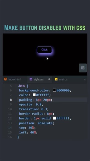 👨🏻‍💻 Disable a button using Css. #coder #coding #frontendcourse #programming #webdesign