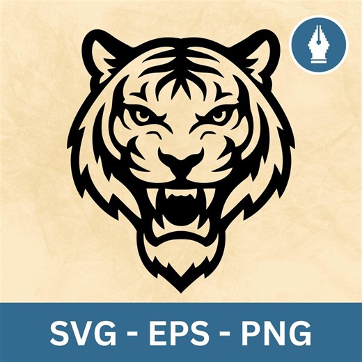 Tiger SVG, Tiger Head PNG, Tiger Face Clipart, Mascot Logo SVG Vector, Big Cat Cut File, Instant Download File for Cricut - Etsy