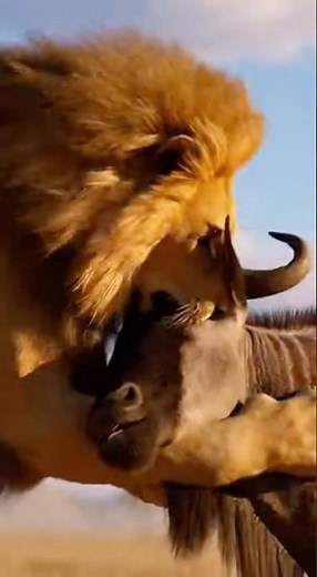 Lion vs Wildebeest: Epic Showdown on the Savannah! #epicshowdown