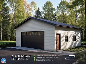 Garage Plans 26x30 for Construction and Permit - Etsy