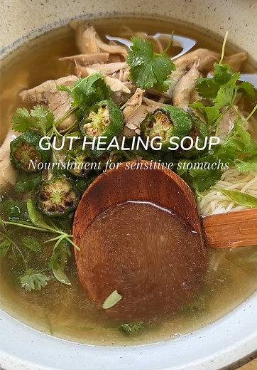 Gluten-free, dairy-free, and gut-friendly 🍜✨ This healing chicken noodle soup is made to bring comfort through flares, soothe sensitive stomachs, and support autoimmune health. Gentle ingredients, cozy flavor, and pure nourishment in every bowl #soupseason #hashimotos #fyp #guthealth #healingfoods