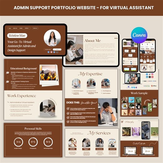 Virtual Assistant Portfolio Website Template: Editable Canva VA Resume - Etsy