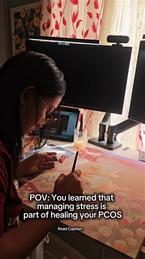 As someone who healed her PCOS, stress management is not optional. It is essential. When you are constantly stressed, your body releases high levels of cortisol. Chronically elevated cortisol can: • Worsen insulin resistance • Increase blood sugar • Trigger intense cravings • Promote stubborn belly fat storage • Disrupt ovulation and cycle regularity So you can be eating “clean” and working out consistently, but if your nervous system is always in fight mode, your hormones will struggle to regul