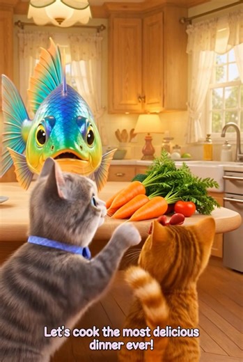 Iroh & Sukii Cook a GIANT Fish! 🐟😲 | Cute Disney-Style Cat Cooking Adventure