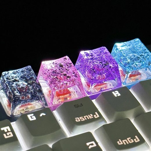 Resin Drip Ice Keycap With Transparent Gold Silver Foil, Cross Stem Artisan Keycap for Mechanical Keyboard Decor - Etsy