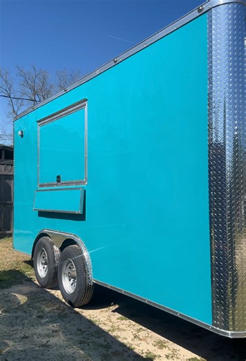 In love with this new AQUA BLUE color available in the Polycore panels 0.080. Interested in having a trailer in this color? Give us a call at (229)457-6539 Tsconcessions.com #foodtruck #concessiontrailer #foodtrucklife