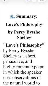 Love's Philosophy Summary