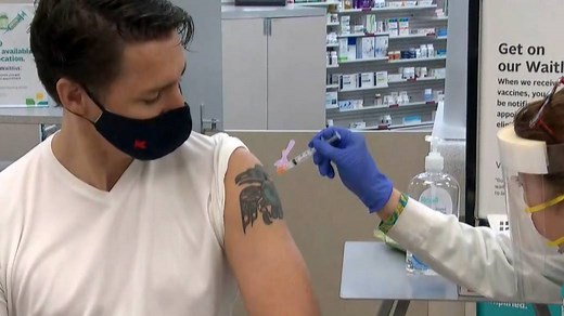 Trudeau receives Moderna COVID-19 vaccine for 2nd dose