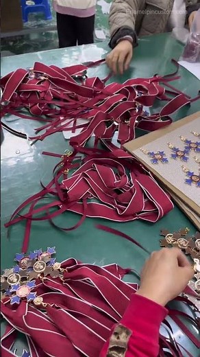 Custom Enamel Medal Manufacturer | Ribbon Assembly #custommedals #enamelmedals #medalfactory