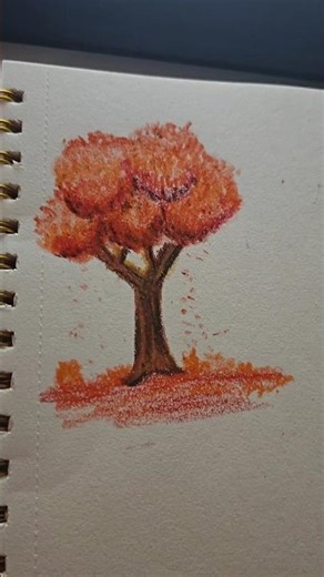 How to draw spring tree #howtodraw #crayon #simpledrawing #simplesketch