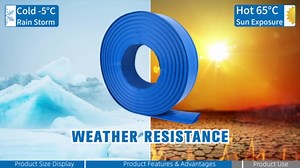 2.5 IN x 60FT Pool Backwash Hose Heavy Duty Drain Discharge Double PVC Layflat Hose with 2 Clamps, Weatherproof Burst Resistant for Water Transfer, Sump Pump, Pool Filter, Pool Drain (18.3M, Blue)