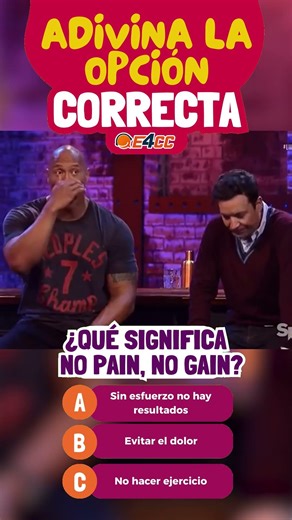 💪 Adivina la opción correcta👉 ¿Qué significa “no pain,no gain”? #shorts