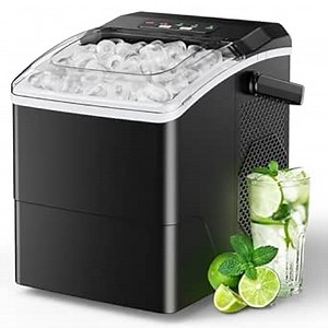 Silonn Countertop Ice Maker Machine, 26 lbs per Day, Fast Ice in 6 Minutes, Self-Cleaning Ice Maker, Compact Countertop Ice Machine for Home, Kitchen/Office/Parties,Black