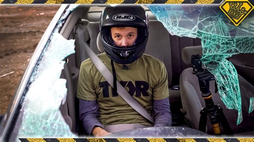 We tested whether a car windshield can be kicked out