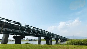 Train passing over a railway bridge