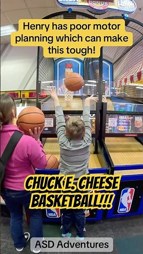 Chuck E Cheese basketball is tough but fun!Watch out for stray basketballs!#chuckecheese #basketball