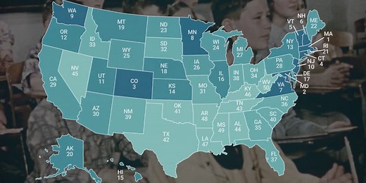 Animated map shows the most and least educated US states