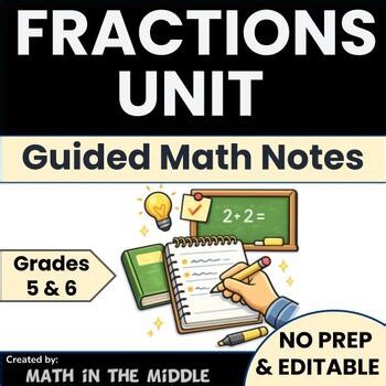 Fractions Unit Guided Notes | 5th & 6th Grade Math | CCSS Aligned | Editable