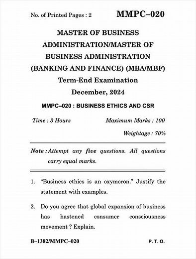 MMPC-020 Dec 2024 | IGNOU Previous Year Question Paper
