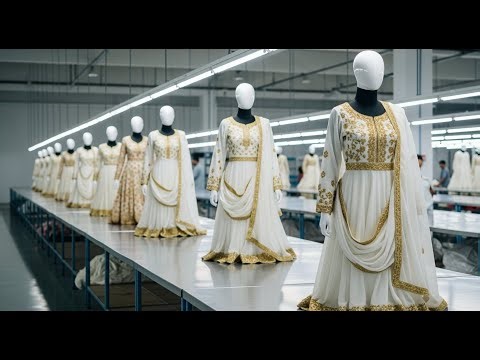 White & Gold Nikah Dresses Factory Process | Bridal Frocks