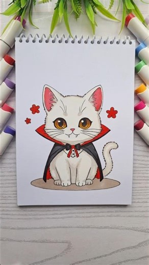 Cutest Dracula ever?😼#ohuhumarkers #cutedrawing #art #dracula #markerart #easydrawing #trending