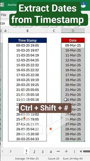 Extract Dates from Timestamp in Excel 2025 #excel #timestamps #date