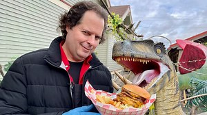 Hamburgers with a side of dinosaurs at Olympia drive-through