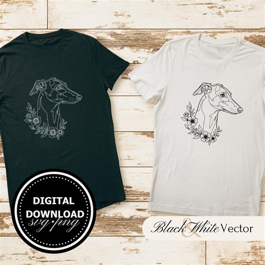 Hungarian Greyhound SVG Bundle, Greyhound With Flowers PNG, Greyhound Face Clipart, Hand Drawn Dog Line Art Pictures for Print and Engraving - Etsy