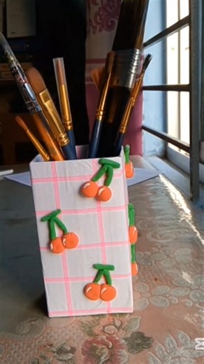 Diy pen holder#diy#craft#clayart#art#handmade#cherry#shorts#viral