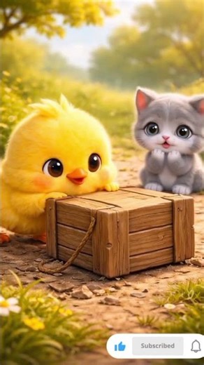yellow chick help a cat #shorts #cat