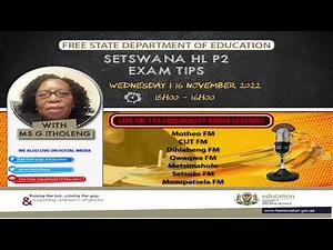 FREE STATE DEPARTMENT EDUCATION SETSWANA HL P2 EXAM TIPS